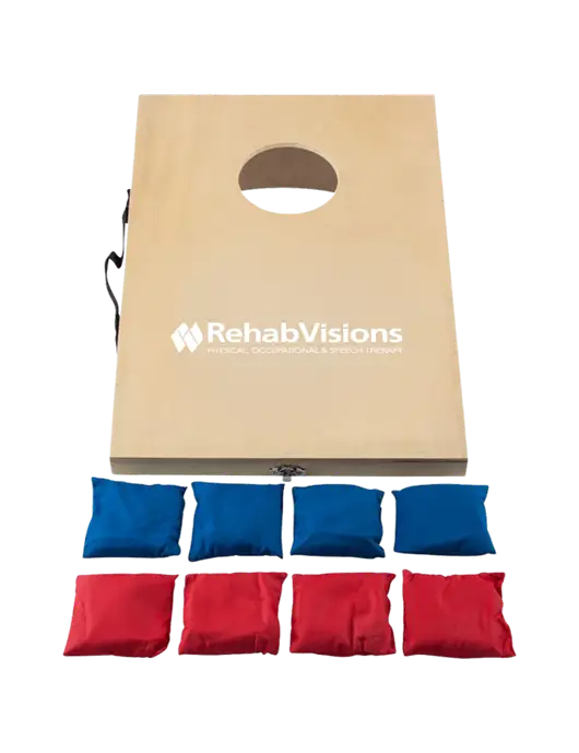 Mini 10 1/2" x 15 3/4" Wood Cornhole Game w/RehabVisions Logo