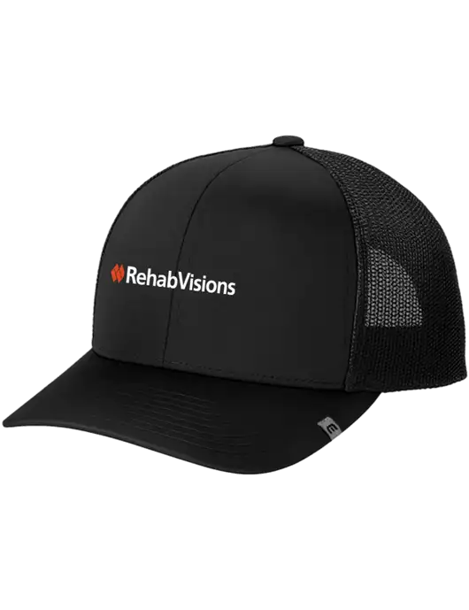TravisMathew Black Cruz Trucker Cap w/RehabVisions Logo