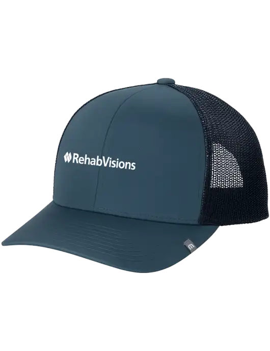 TravisMathew Dark Slate Blue Cruz Trucker Cap w/RehabVisions Logo