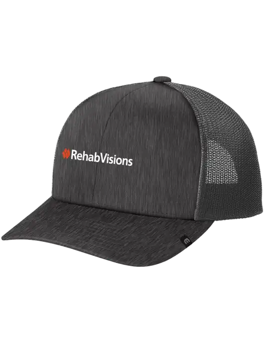 TravisMathew Very Dark Grey Heather Cruz Trucker Cap w/RehabVisions Logo