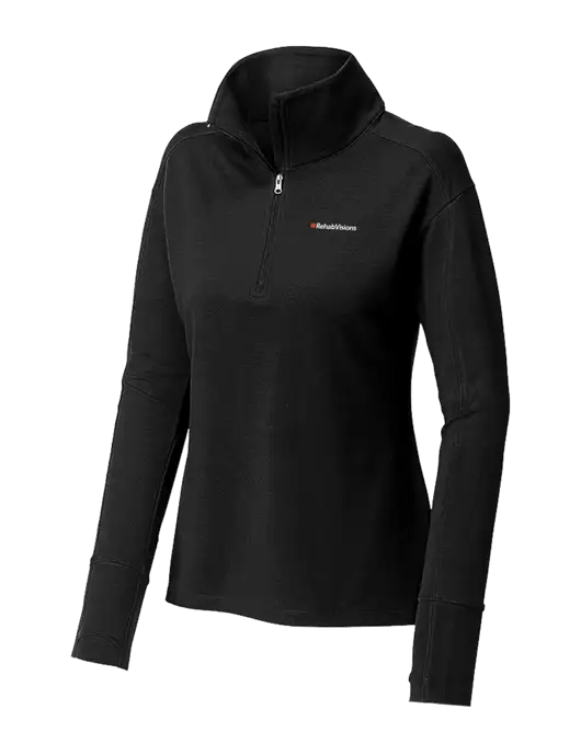 Womens Sport-Wick Flex Fleece Black 1/4-Zip w/RehabVisions Logo