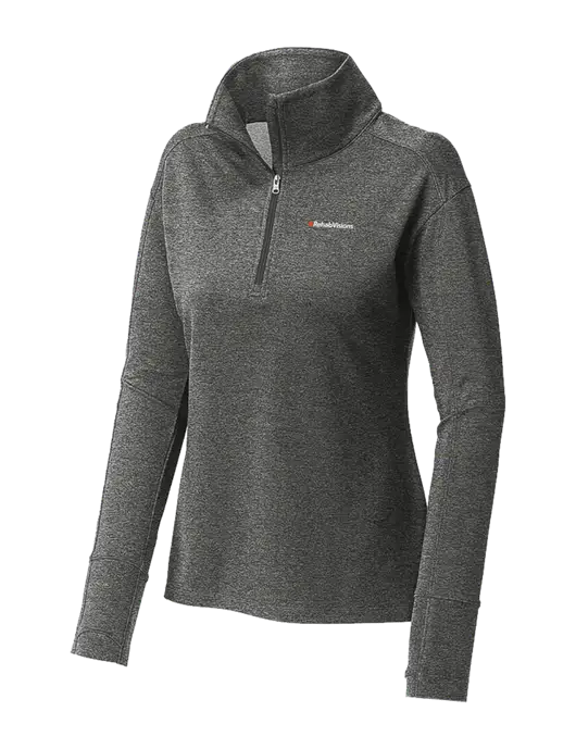 Womens Sport-Wick Flex Fleece Dark Grey Heather 1/4-Zip w/RehabVisions Logo