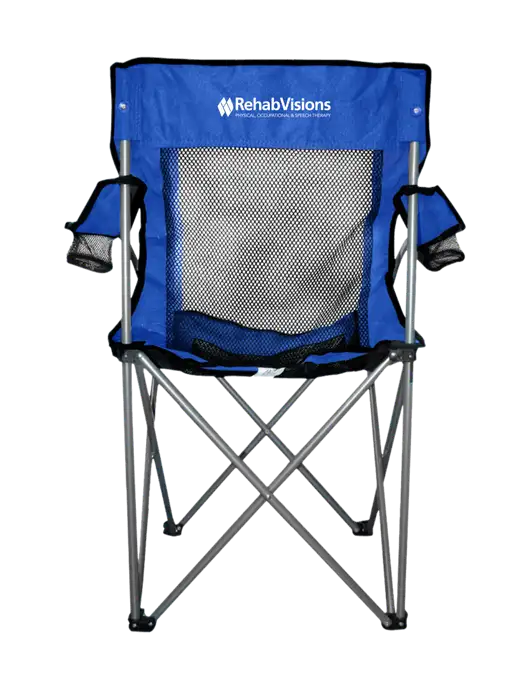 Titan Dark Royal Blue/Black Mesh Folding Chair w/RehabVisions Logo