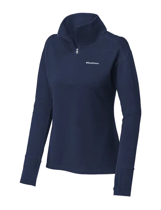 Womens Sport-Wick Flex Fleece Dark Navy 1/4-Zip w/RehabVisions Logo