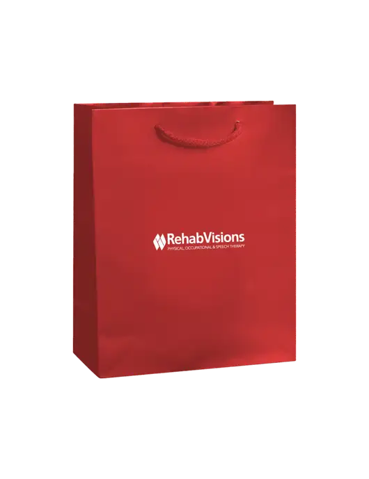 Red Gift Bag Gloss 8x10 w/RehabVisions Logo