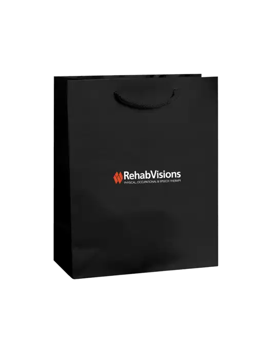 Black Gift Bag Matte 8x10 w/RehabVisions Logo