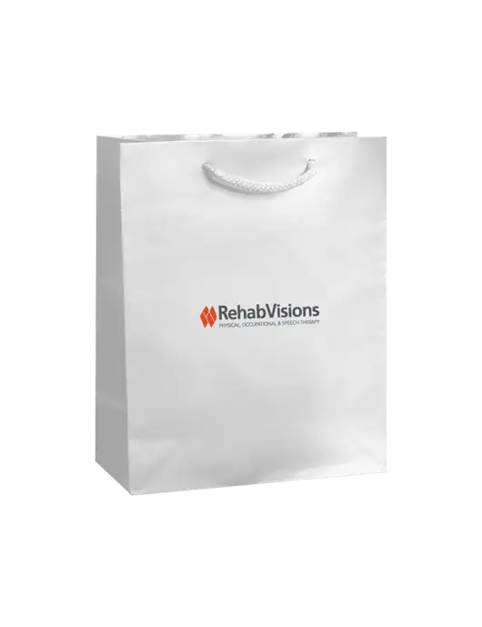 White Gift Bag Gloss 8x10 w/RehabVisions Logo