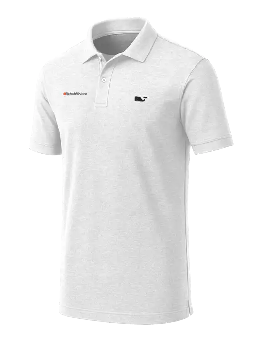 Vineyard Vines Edgartown White Pique Polo w/RehabVisions Logo
