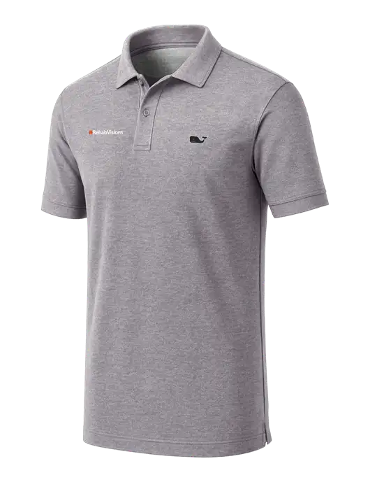Vineyard Vines Edgartown Light Heather Grey Pique Polo w/RehabVisions Logo