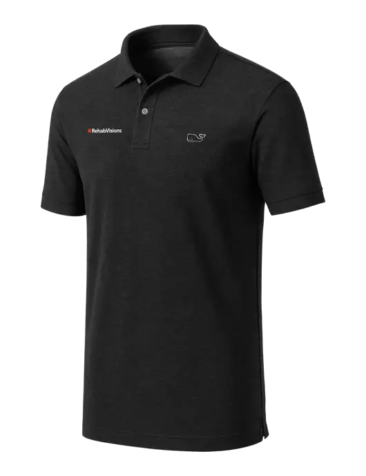 Vineyard Vines Edgartown Black Pique Polo w/RehabVisions Logo