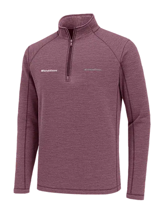 Vineyard Vines Heather Soft Maroon Sankaty Quarter-Zip Pullover
 w/RehabVisions Logo
