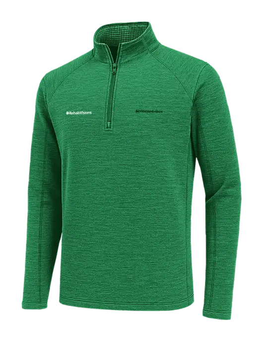 Vineyard Vines Heather Kelly Green Sankaty Quarter-Zip Pullover
 w/RehabVisions Logo