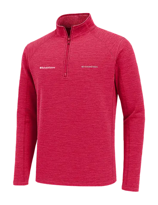 Vineyard Vines Heather Red Sankaty Quarter-Zip Pullover
 w/RehabVisions Logo