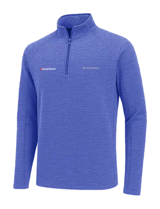 Vineyard Vines Light Royal Heather Sankaty Quarter-Zip Pullover
 w/RehabVisions Logo
