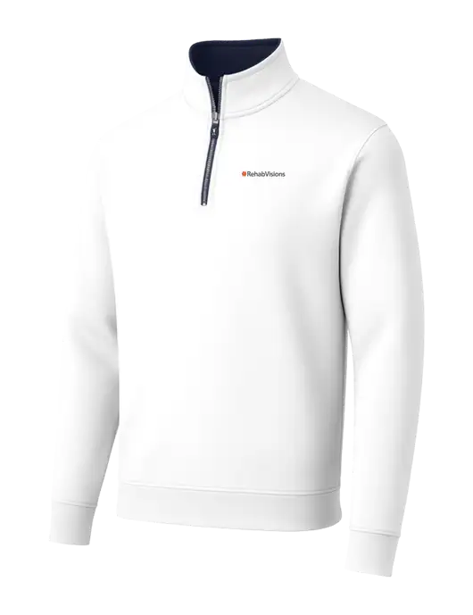 Fairway & Greene Caves Quarter-Zip Tech White Pullover w/RehabVisions Logo
