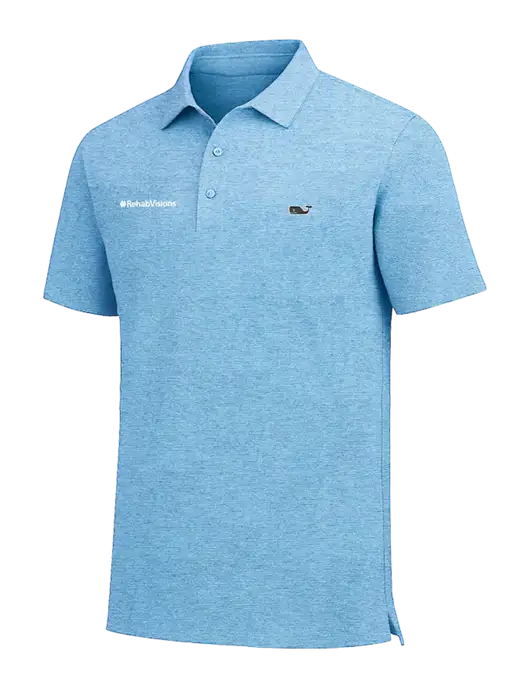 Vineyard Vines Destin Stripe Light Blue Sankaty Polo w/RehabVisions Logo