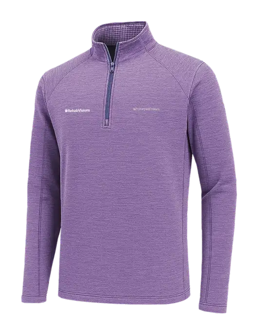 Vineyard Vines Heather Light Purple Sankaty Quarter-Zip Pullover
 w/RehabVisions Logo