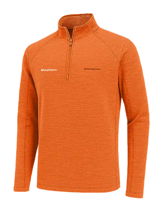 Vineyard Vines Heather Orange Sankaty Quarter-Zip Pullover
 w/RehabVisions Logo