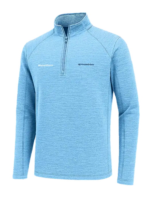 Vineyard Vines Very Light Heather Sapphire Sankaty Quarter-Zip Pullover
 w/RehabVisions Logo