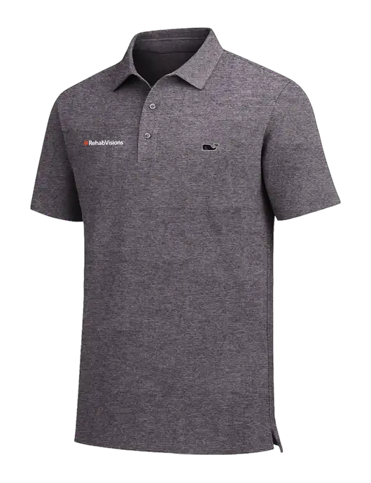 Vineyard Vines Destin Stripe Dark Grey Sankaty Polo w/RehabVisions Logo