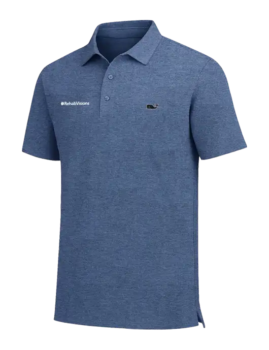 Vineyard Vines Destin Stripe Light Navy Sankaty Polo w/RehabVisions Logo