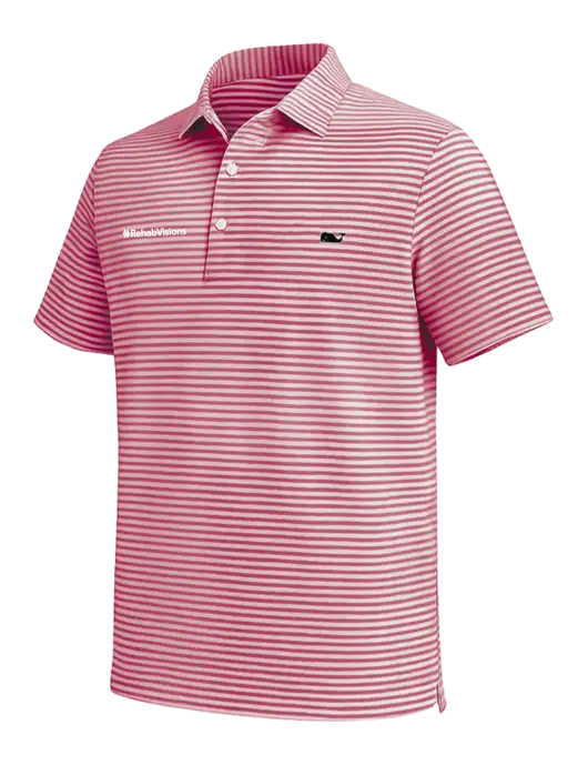Vineyard Vines Red Heathered Winstead Sankaty Polo w/RehabVisions Logo