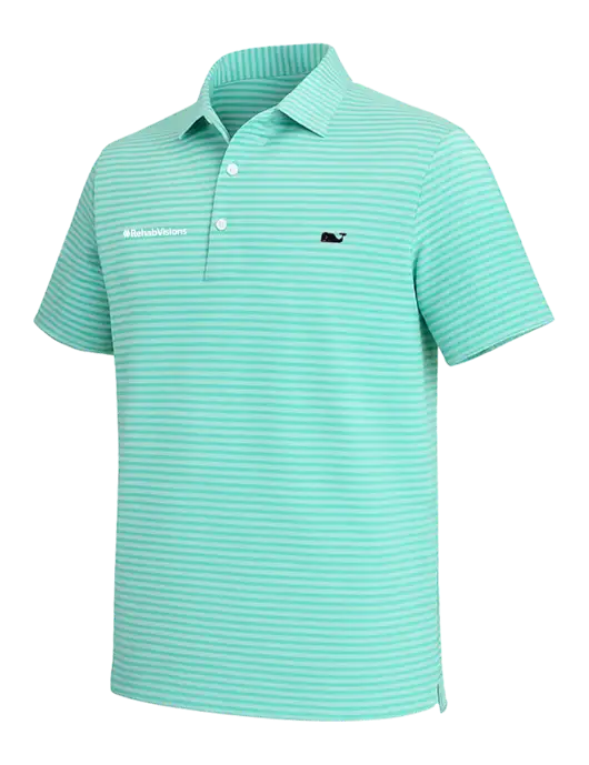 Vineyard Vines Light Teal Heathered Winstead Sankaty Polo w/RehabVisions Logo
