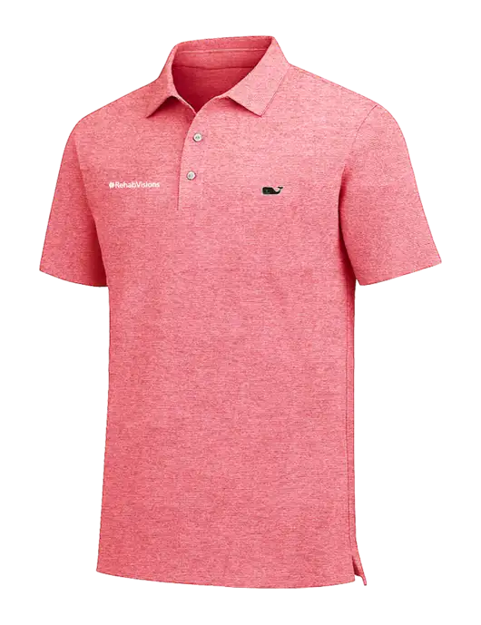 Vineyard Vines Destin Stripe Coral Sankaty Polo w/RehabVisions Logo