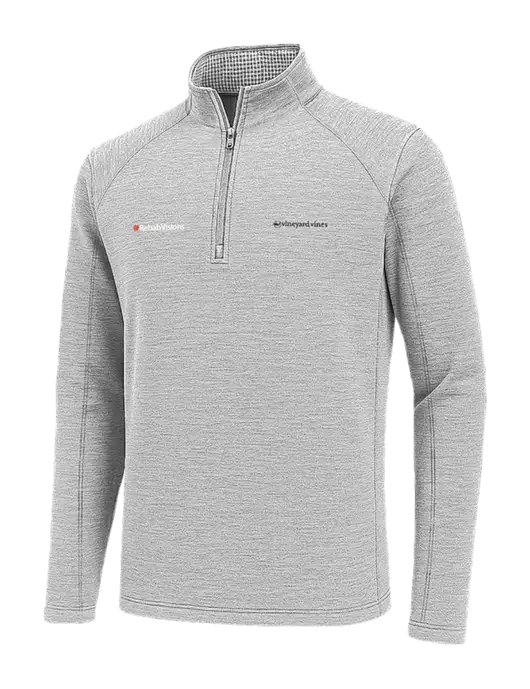 Vineyard Vines Light Grey Hather Sankaty Quarter-Zip Pullover
 w/RehabVisions Logo