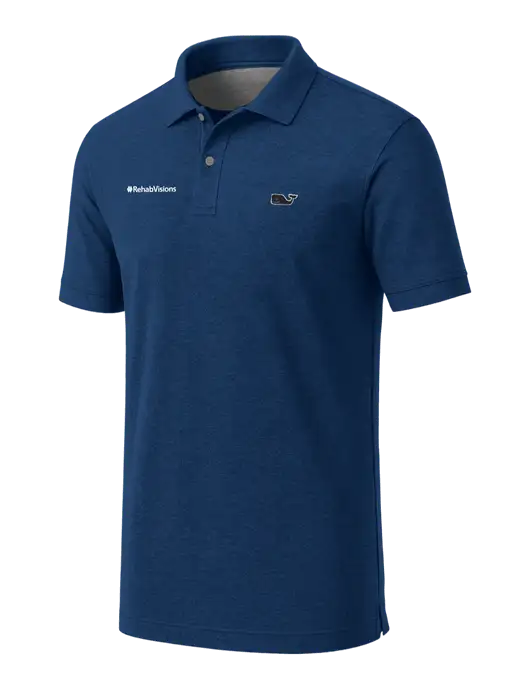 Vineyard Vines Edgartown Dark Royal Heather Pique Polo w/RehabVisions Logo