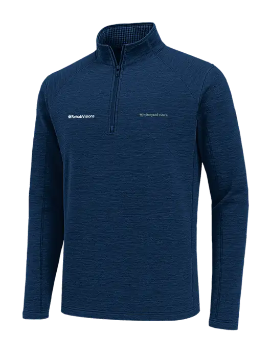 Vineyard Vines Dark Navy Heather Sankaty Quarter-Zip Pullover
 w/RehabVisions Logo