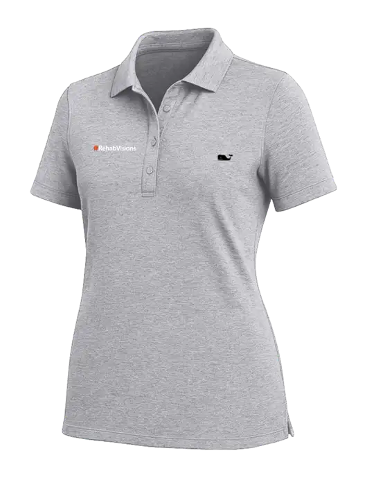 Vineyard Vines Womens Light Grey Edgartown Pique Polo w/RehabVisions Logo