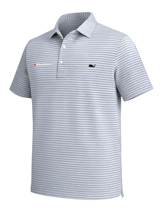 Vineyard Vines Light Grey Heathered Winstead Sankaty Polo w/RehabVisions Logo