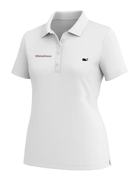 Vineyard Vines Womens White Edgartown Pique Polo w/RehabVisions Logo