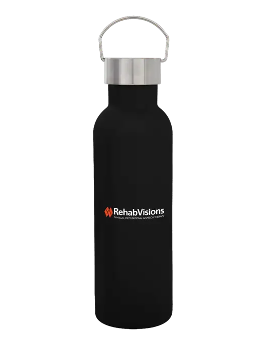 28 oz Black Bubbli Stainless Steel Bottle w/RehabVisions Logo