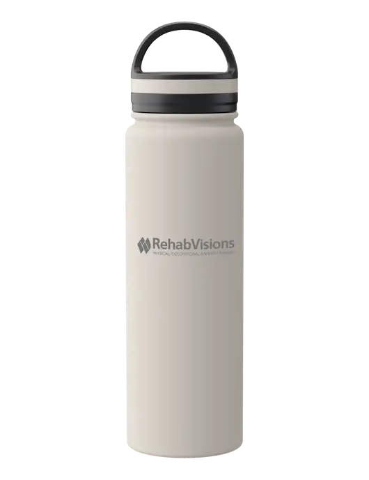 34oz Wide Mouth Stainless Steel Light Taupe Bottle w/RehabVisions Logo