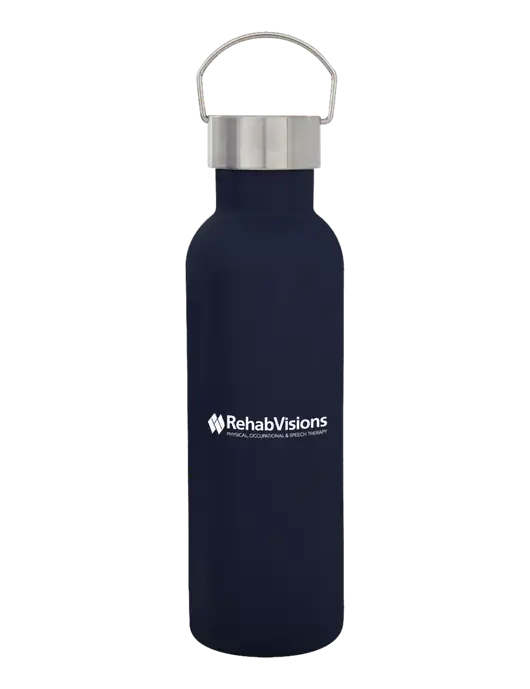 28 oz Dark Navy Bubbli Stainless Steel Bottle w/RehabVisions Logo