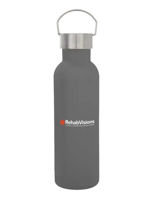 28 oz Medium Grey Bubbli Stainless Steel Bottle w/RehabVisions Logo