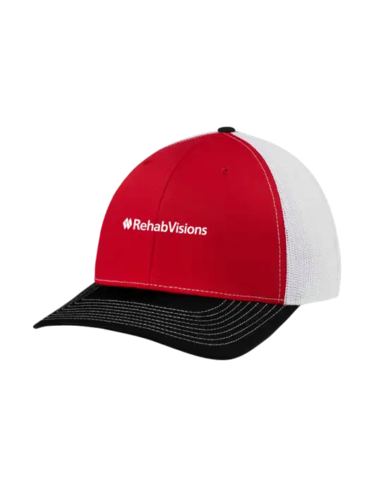 Richardson Adjustable Snapback Original 112 Trucker Cap Black/Red/White Mesh w/RehabVisions Logo