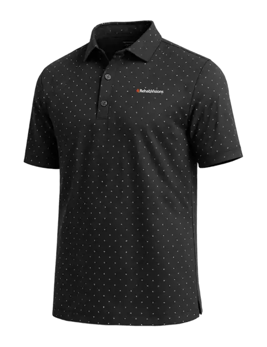 Callaway Micro Chev Black Print Polo w/RehabVisions Logo