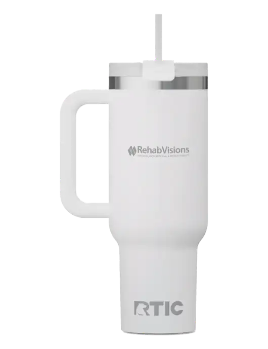 RTIC Road Trip 40 oz White Tumbler  w/RehabVisions Logo