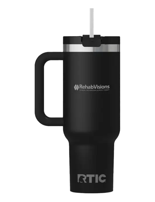 RTIC Road Trip 40 oz Black Tumbler  w/RehabVisions Logo