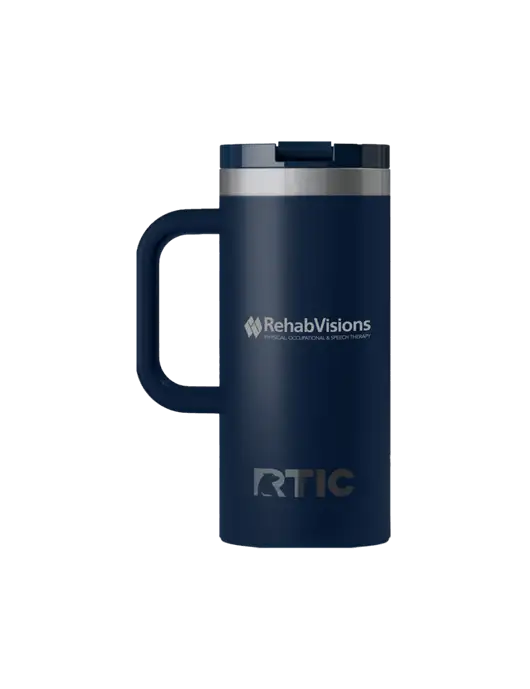 RTIC Road Trip 16 oz Navy Travel Mug w/RehabVisions Logo