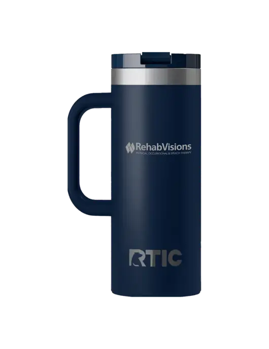 RTIC Road Trip 20 oz Navy Travel Mug w/RehabVisions Logo