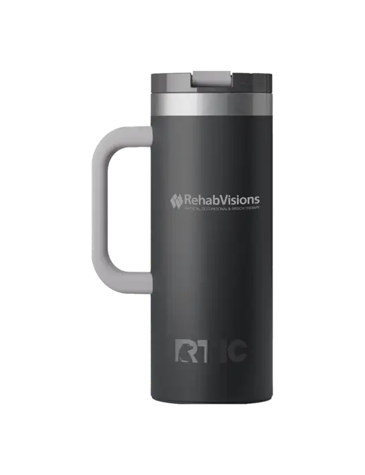 RTIC Road Trip 20 oz Charcoal Travel Mug w/RehabVisions Logo
