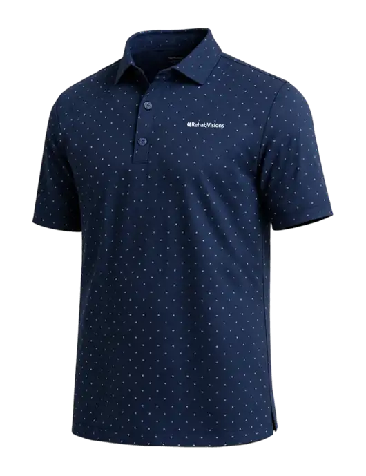 Callaway Micro Chev Dark Navy Print Polo w/RehabVisions Logo