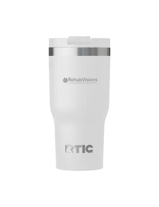 RTIC Essential 20 oz White Tumbler w/RehabVisions Logo