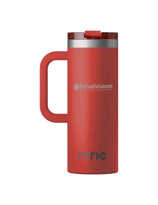 RTIC Road Trip 20 oz Red Travel Mug w/RehabVisions Logo