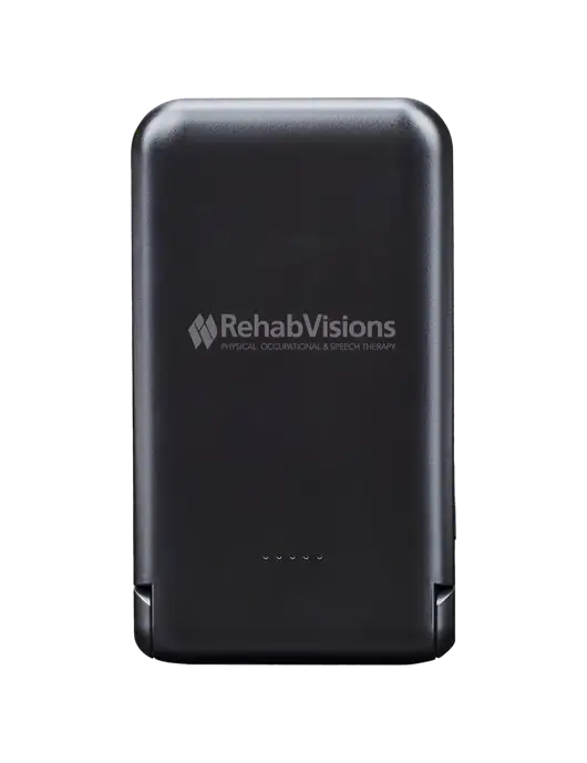 Black Glow Light-Up Power Bank 10,000 mAh MagSafe With Folding Stand w/RehabVisions Logo