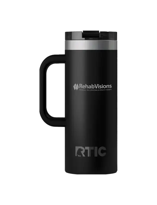 RTIC Road Trip 20 oz Black Travel Mug w/RehabVisions Logo